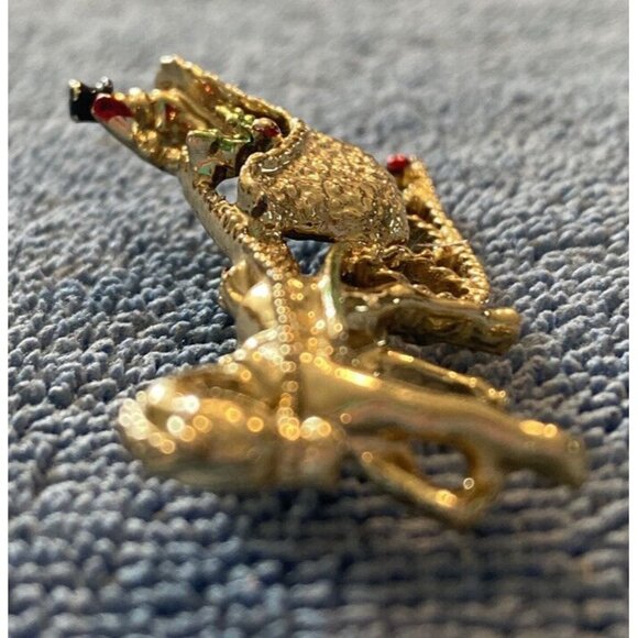 Vintage Brooch/pin Courting Couple Horse Sleigh Signed Gerrys Gold Tone - Picture 6 of 12